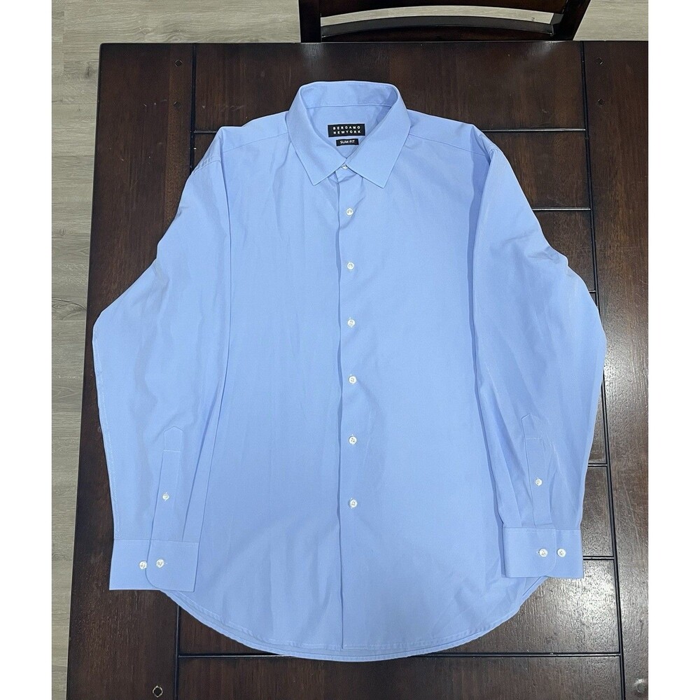 Bergamo New York Long Sleeve Dress Shirt Mens XL 17-17.5 34/35 Slim Fit